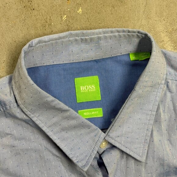 Hugo Boss Dress Shirt Regular Fit Textured Cotton Blue Long Sleeve XL - Picture 5 of 10